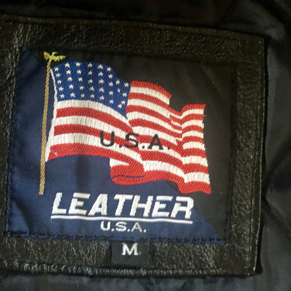 Leather U.S.A. Navy/White Jacket - Size M (EUC) - Picture 7 of 16